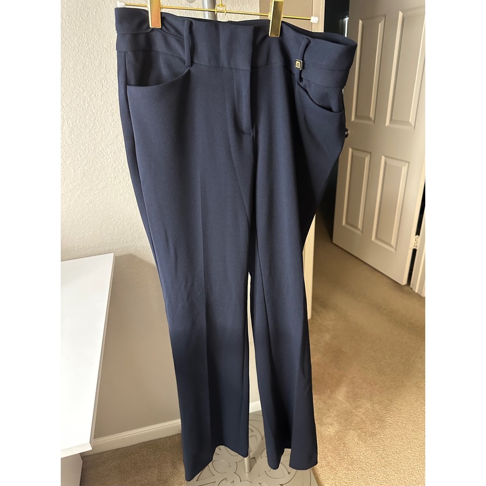 Anne Klein Dress Pants Women 4 Navy Blue Good Straight Leg Career C7JM2K9822R